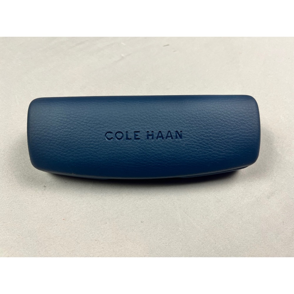 Cole Haan Navy Blue Faux Leather Hard Shell Eyeglass Case Microfiber Lined